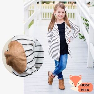 Girls Striped Cardigan with Elbow Patches
